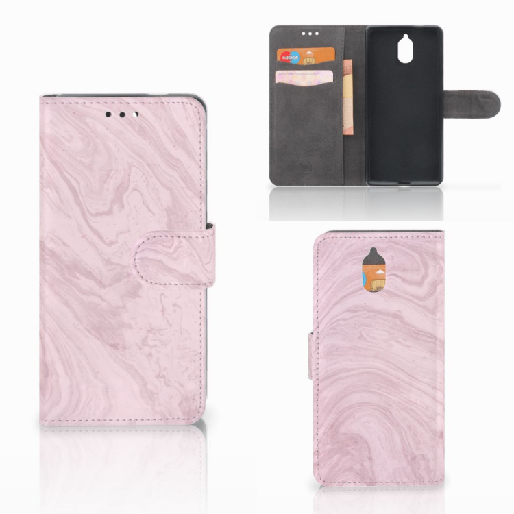 Nokia 3.1 (2018) Bookcase Marble Pink - Origineel Cadeau Vriendin