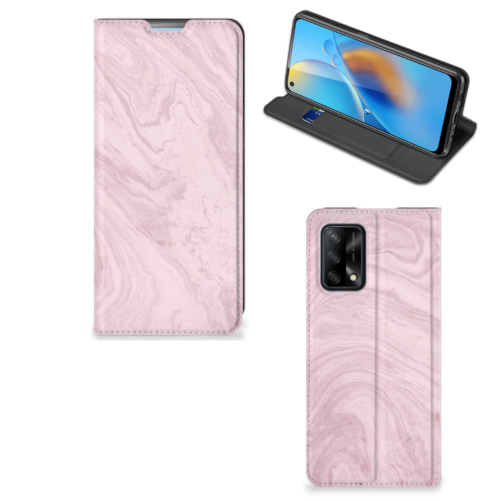 OPPO A74 4G Standcase Marble Pink - Origineel Cadeau Vriendin