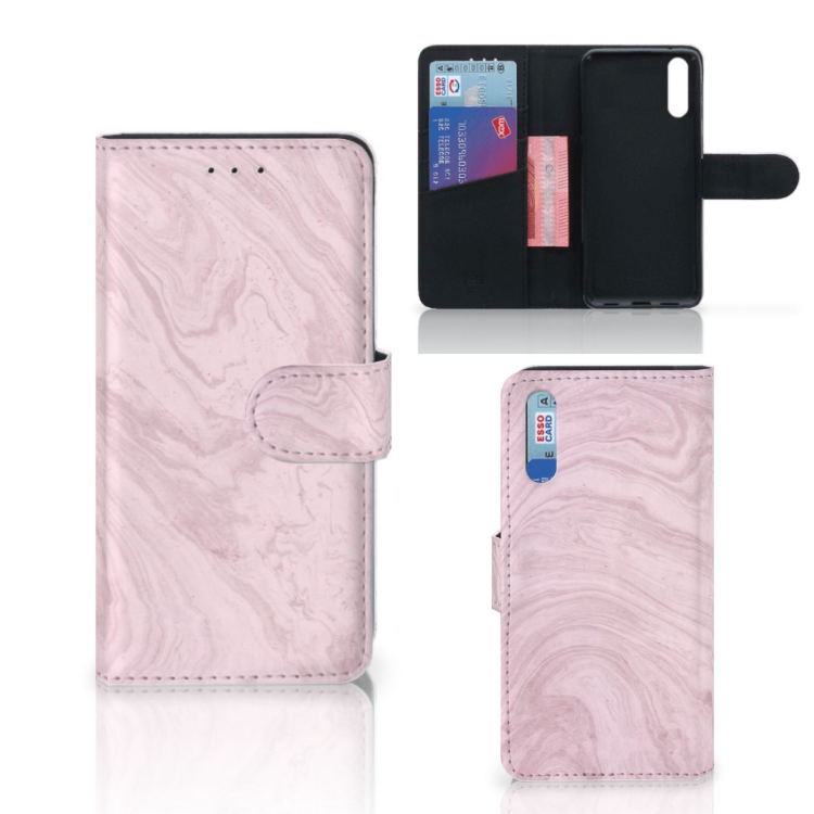Huawei P20 Bookcase Marble Pink - Origineel Cadeau Vriendin