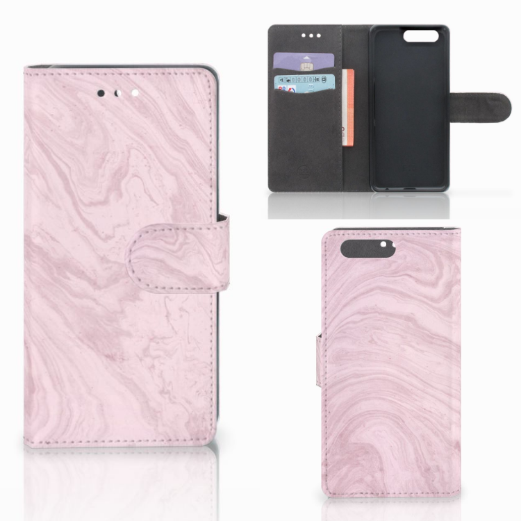 Huawei P10 Bookcase Marble Pink - Origineel Cadeau Vriendin
