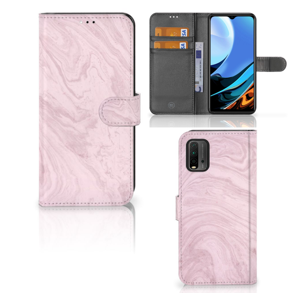 Xiaomi Redmi 9T | Poco M3 Bookcase Marble Pink - Origineel Cadeau Vriendin