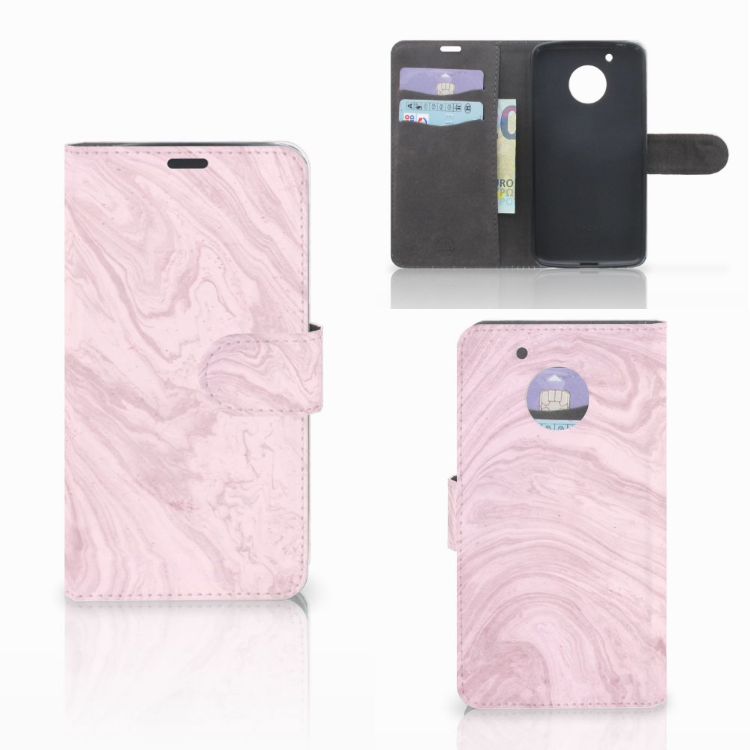 Motorola Moto G5 Bookcase Marble Pink - Origineel Cadeau Vriendin