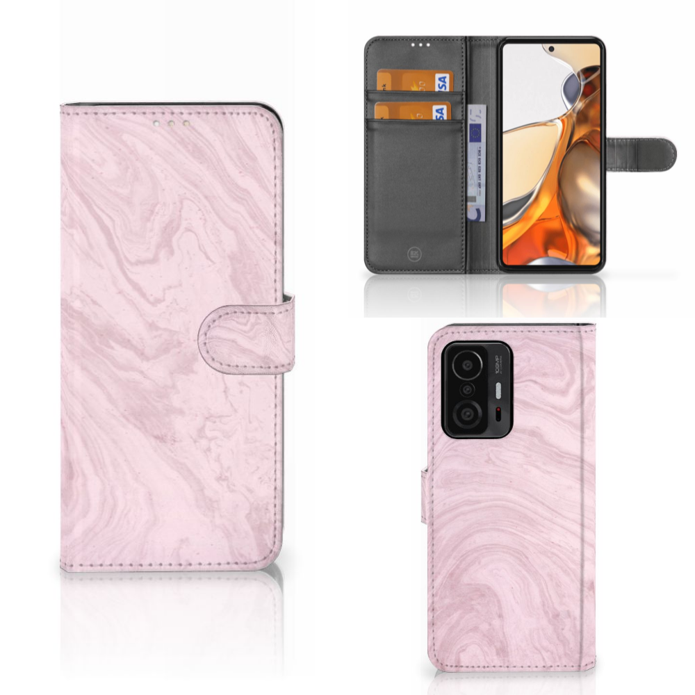Xiaomi 11T | 11T Pro Bookcase Marble Pink - Origineel Cadeau Vriendin