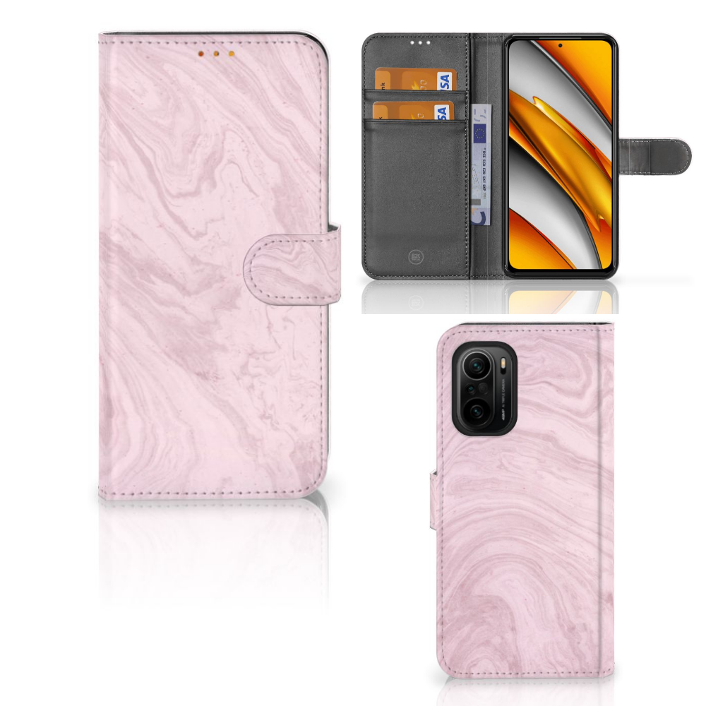 Poco F3 | Xiaomi Mi 11i Bookcase Marble Pink - Origineel Cadeau Vriendin