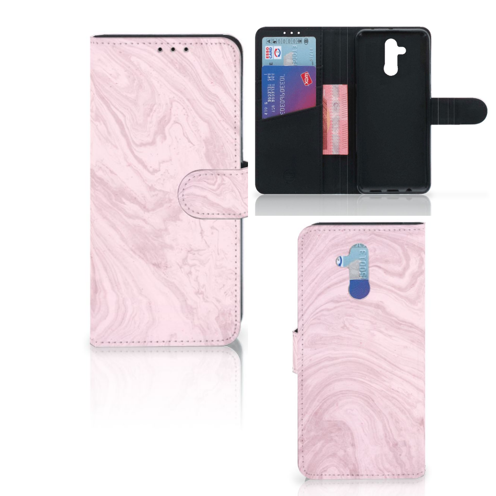 Huawei Mate 20 Lite Bookcase Marble Pink - Origineel Cadeau Vriendin