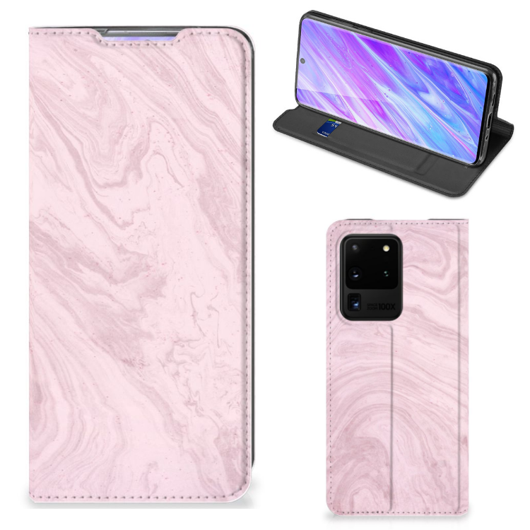 Samsung Galaxy S20 Ultra Standcase Marble Pink - Origineel Cadeau Vriendin