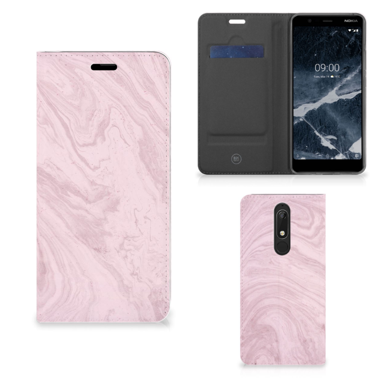 Nokia 5.1 (2018) Standcase Marble Pink - Origineel Cadeau Vriendin