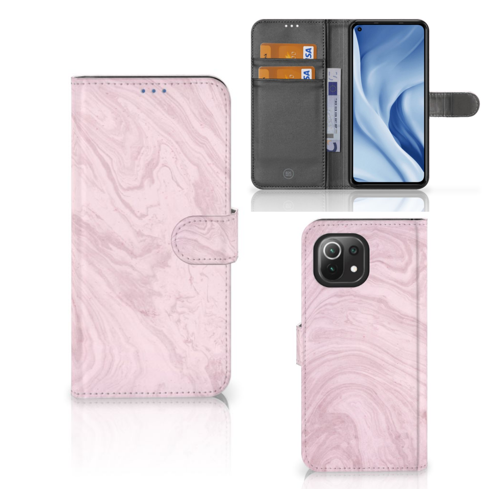Xiaomi 11 Lite 5G NE | Mi 11 Lite Bookcase Marble Pink - Origineel Cadeau Vriendin