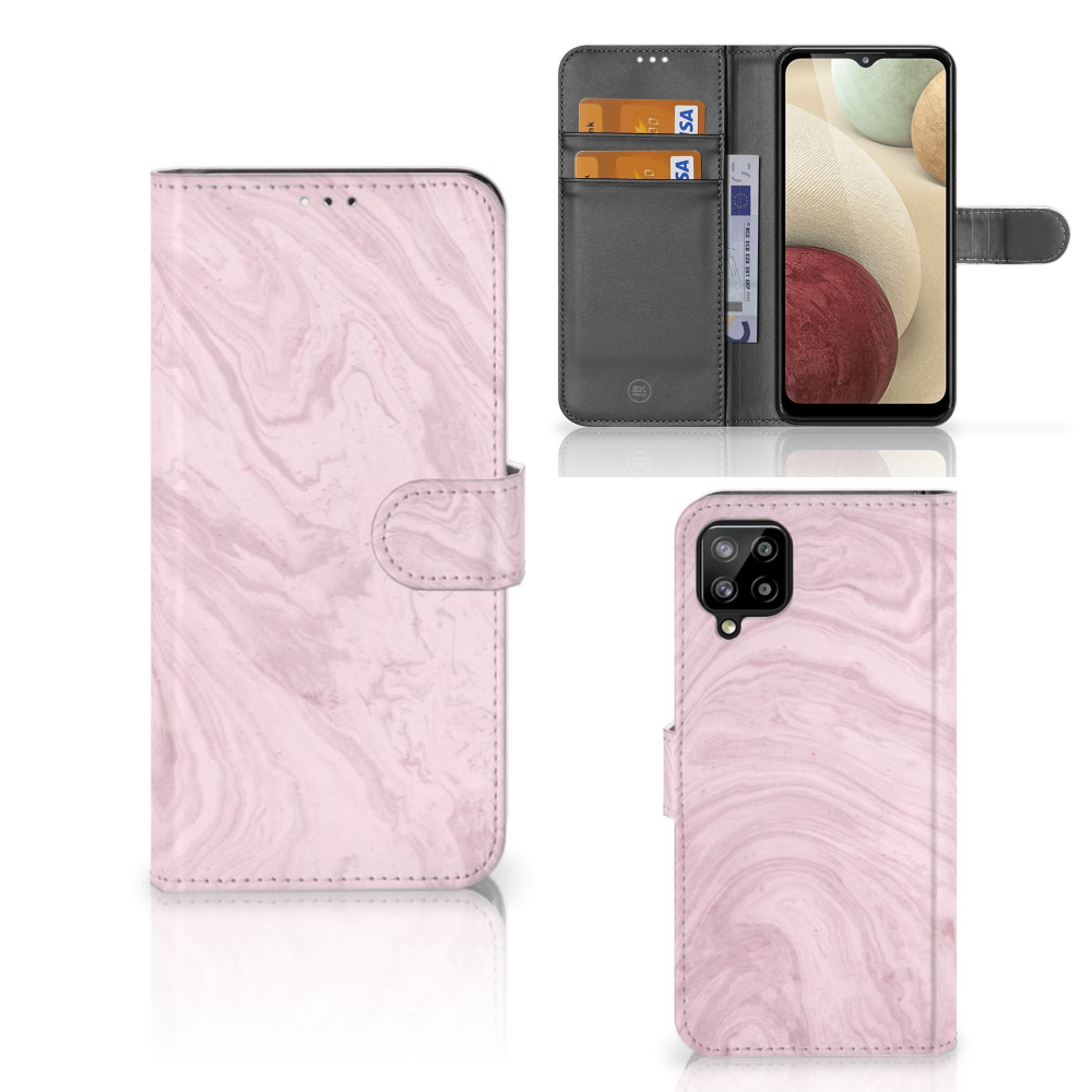 Samsung Galaxy A12 Bookcase Marble Pink - Origineel Cadeau Vriendin