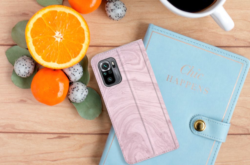 Xiaomi Redmi Note 10 4G | 10S | Poco M5s Standcase Marble Pink - Origineel Cadeau Vriendin