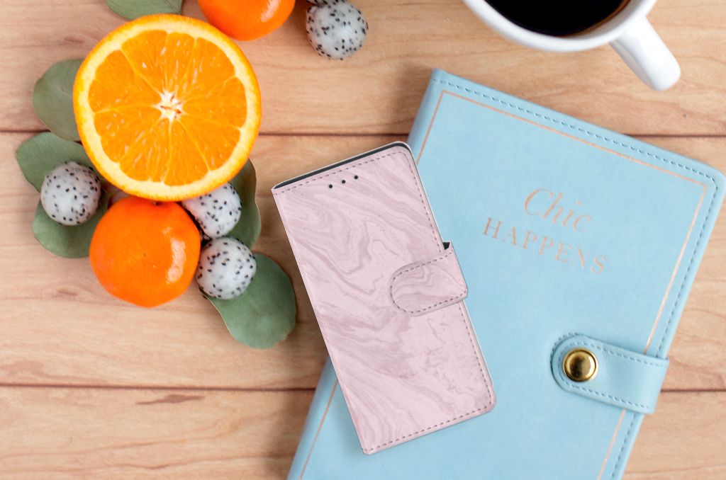 Samsung Galaxy S5 | S5 Neo Bookcase Marble Pink - Origineel Cadeau Vriendin