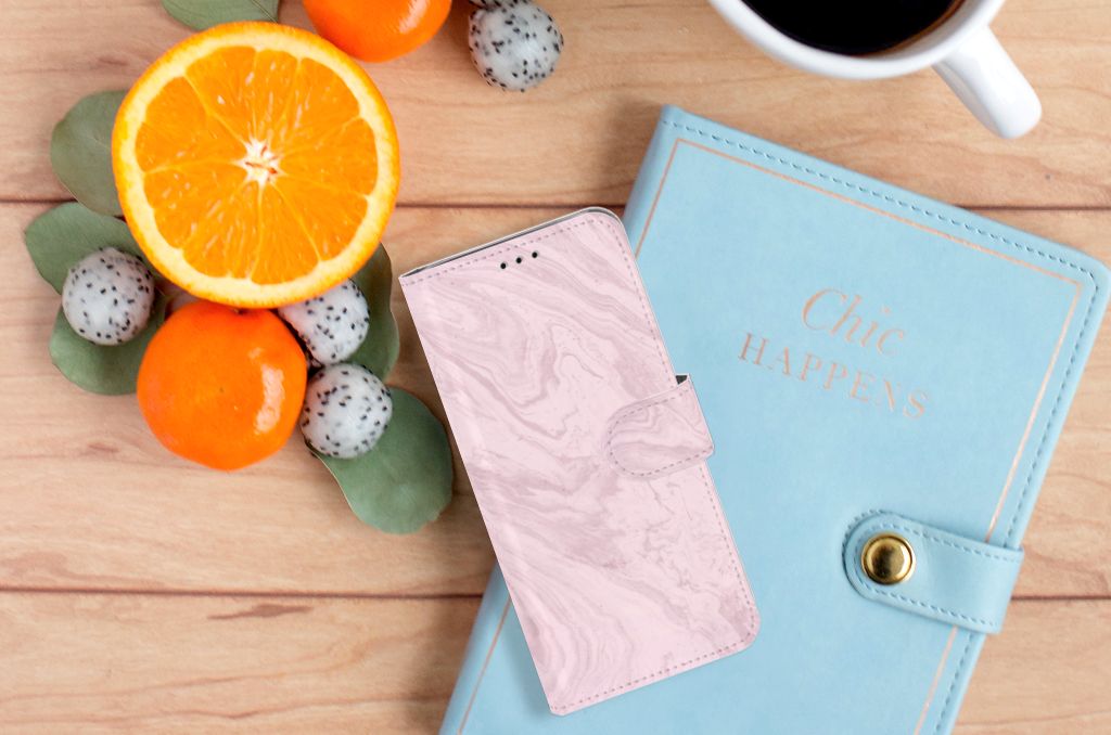 Samsung Galaxy J6 2018 Bookcase Marble Pink - Origineel Cadeau Vriendin