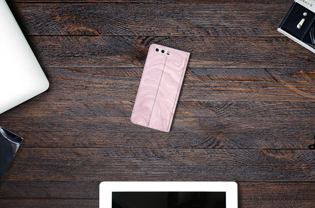 Huawei P10 Plus Standcase Marble Pink - Origineel Cadeau Vriendin