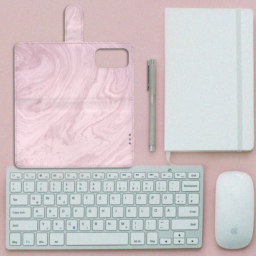 OnePlus 9 Pro Bookcase Marble Pink - Origineel Cadeau Vriendin