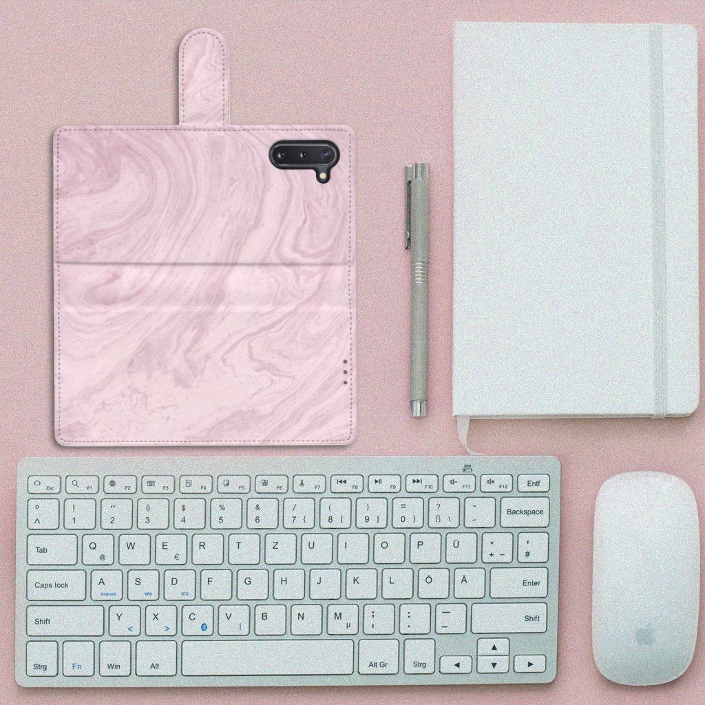 Samsung Galaxy Note 10 Bookcase Marble Pink - Origineel Cadeau Vriendin