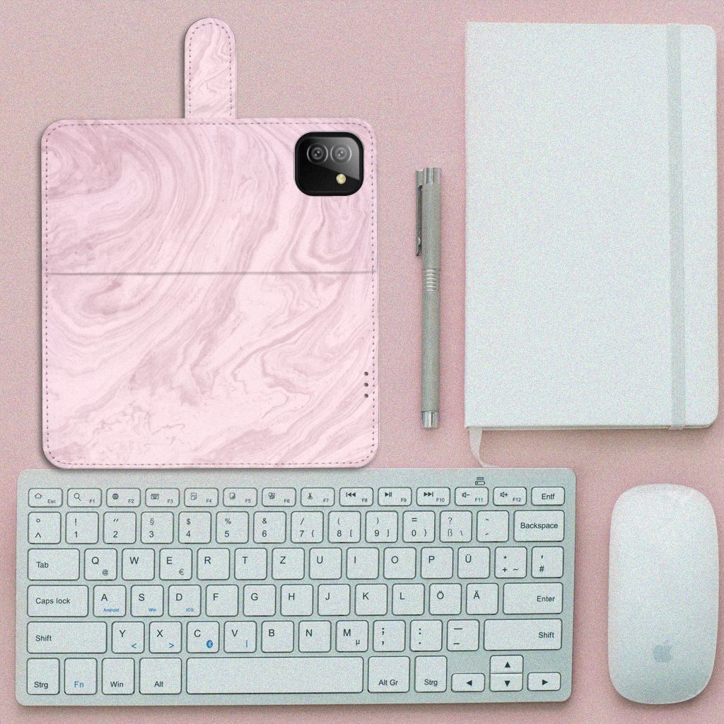 Samsung Galaxy A03 Bookcase Marble Pink - Origineel Cadeau Vriendin