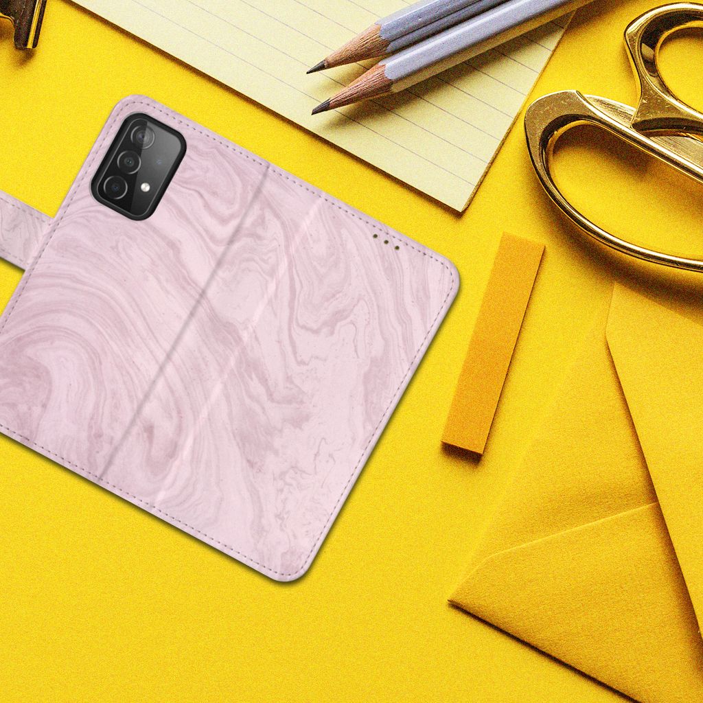 Samsung Galaxy A52 Bookcase Marble Pink - Origineel Cadeau Vriendin
