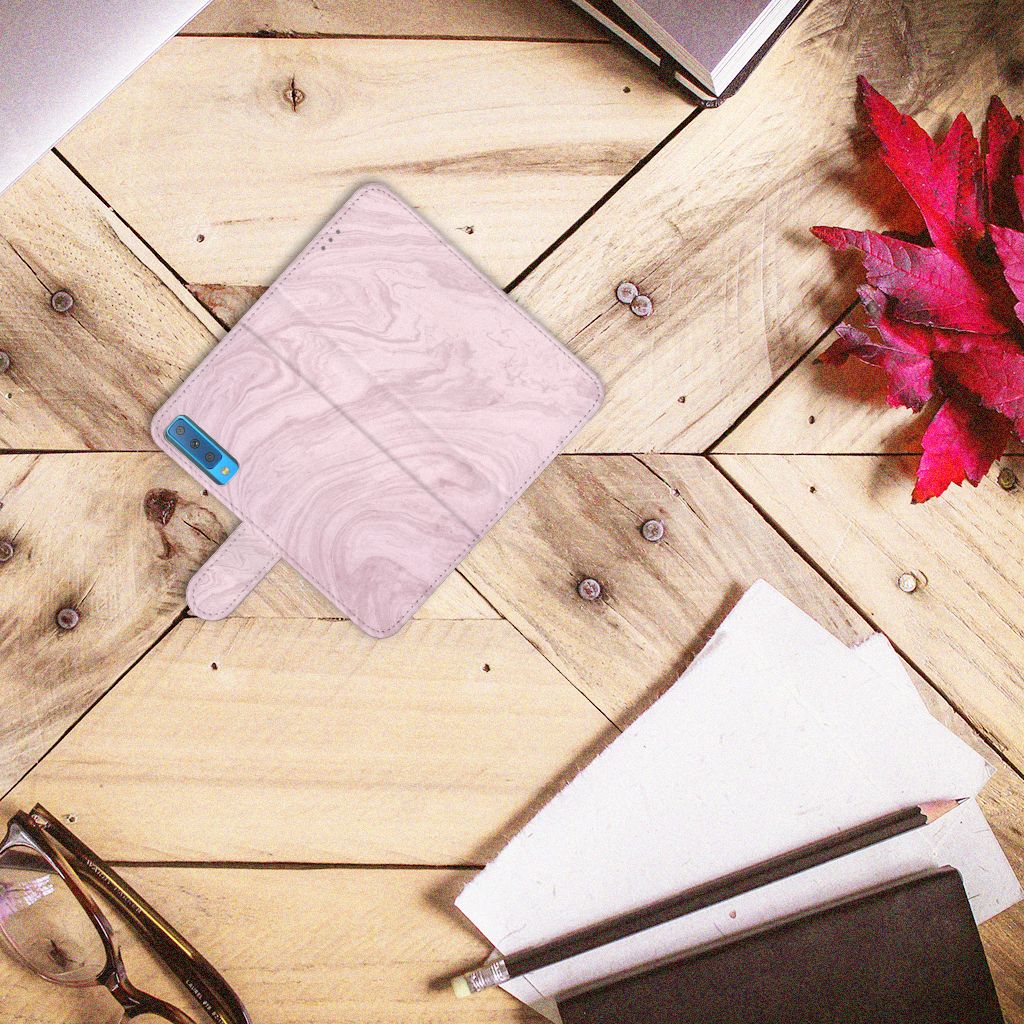 Samsung Galaxy A7 (2018) Bookcase Marble Pink - Origineel Cadeau Vriendin