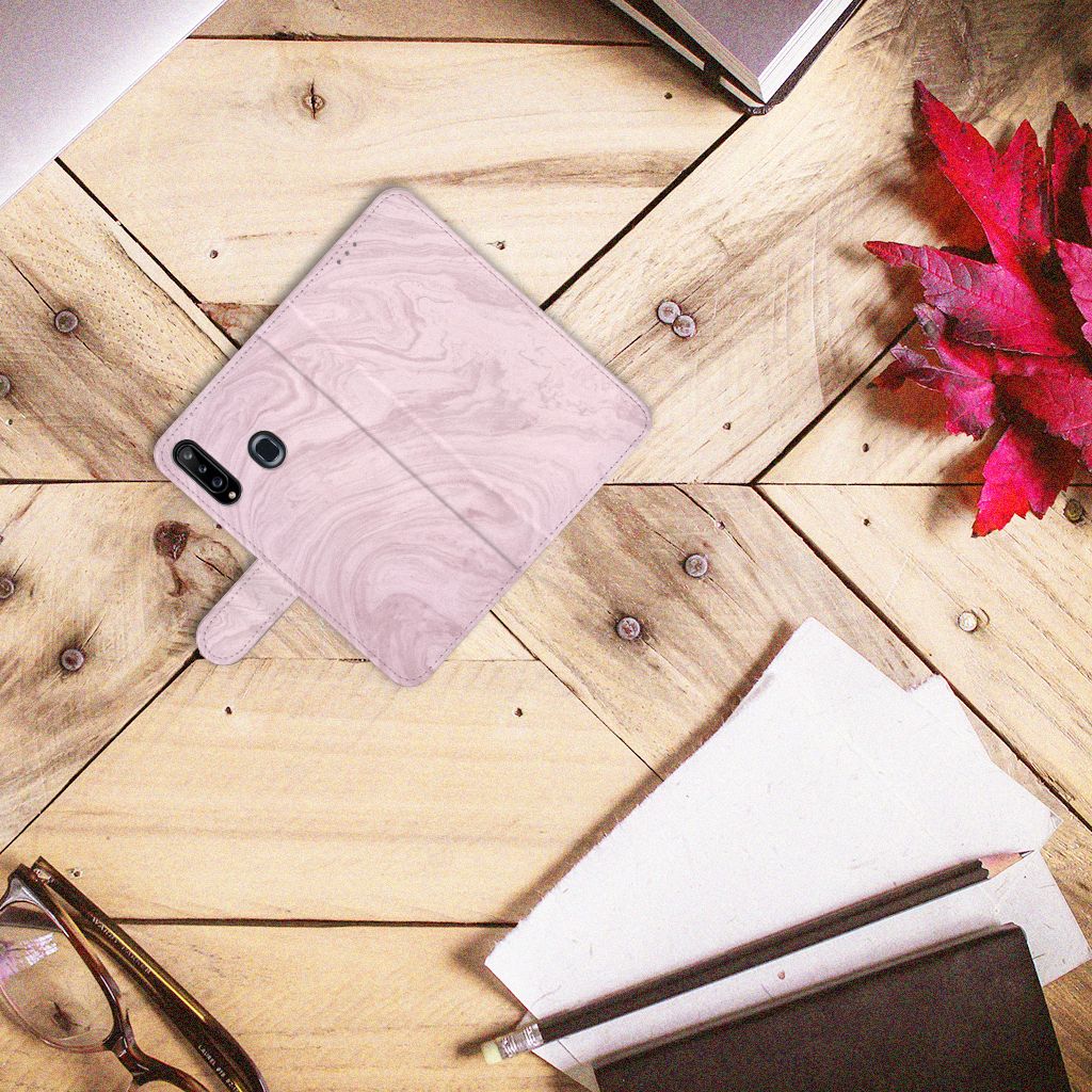 Samsung Galaxy A20s Bookcase Marble Pink - Origineel Cadeau Vriendin