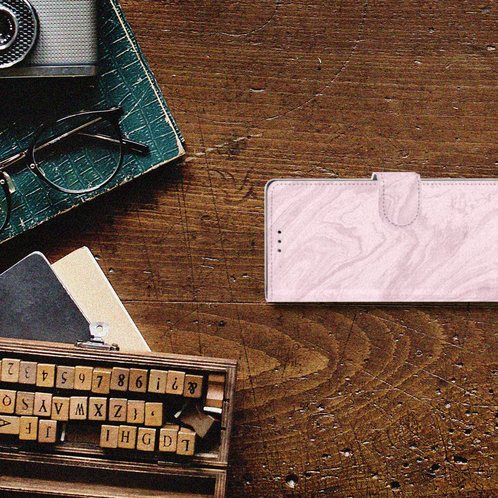 Sony Xperia 10 Bookcase Marble Pink - Origineel Cadeau Vriendin