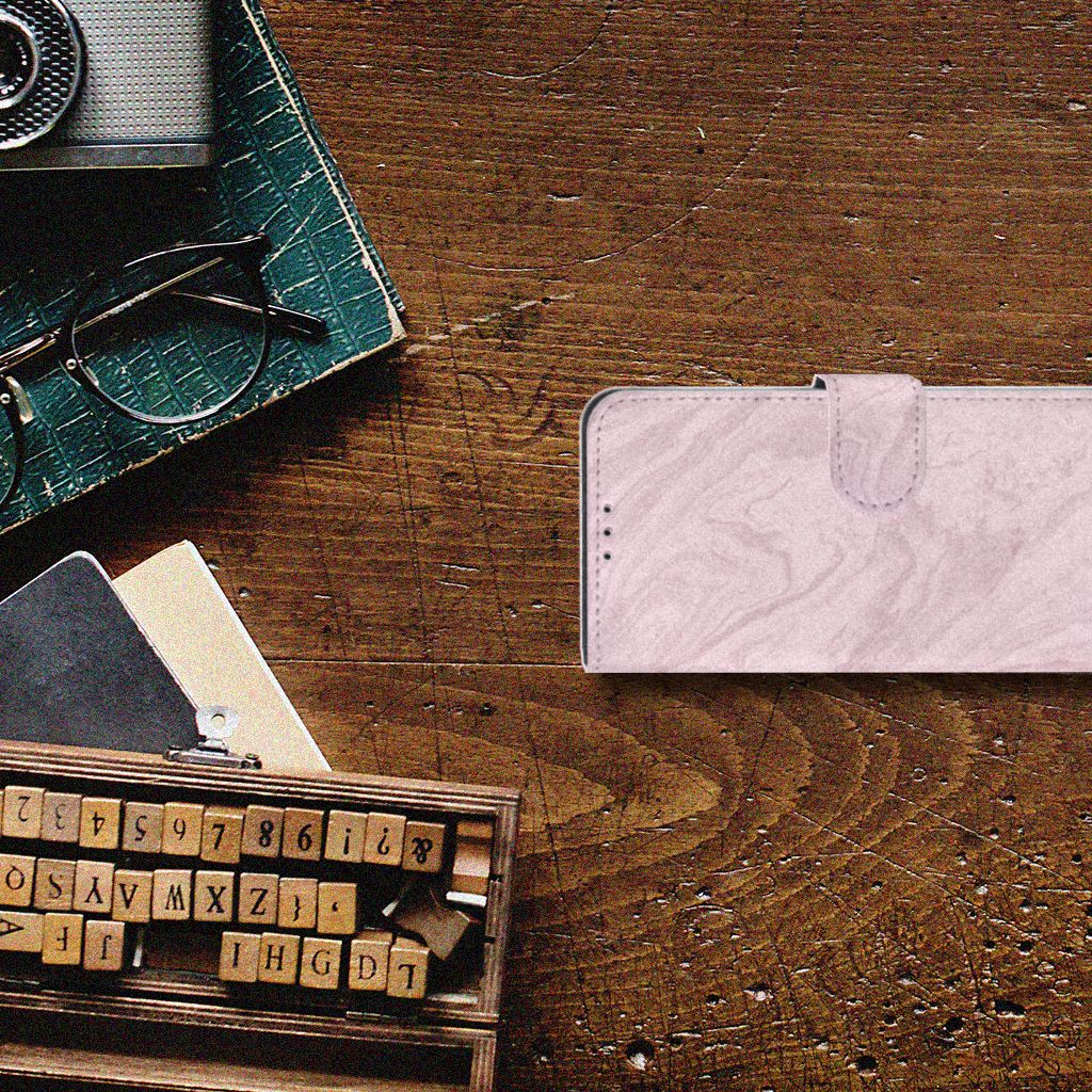 Xiaomi Mi A3 Bookcase Marble Pink - Origineel Cadeau Vriendin