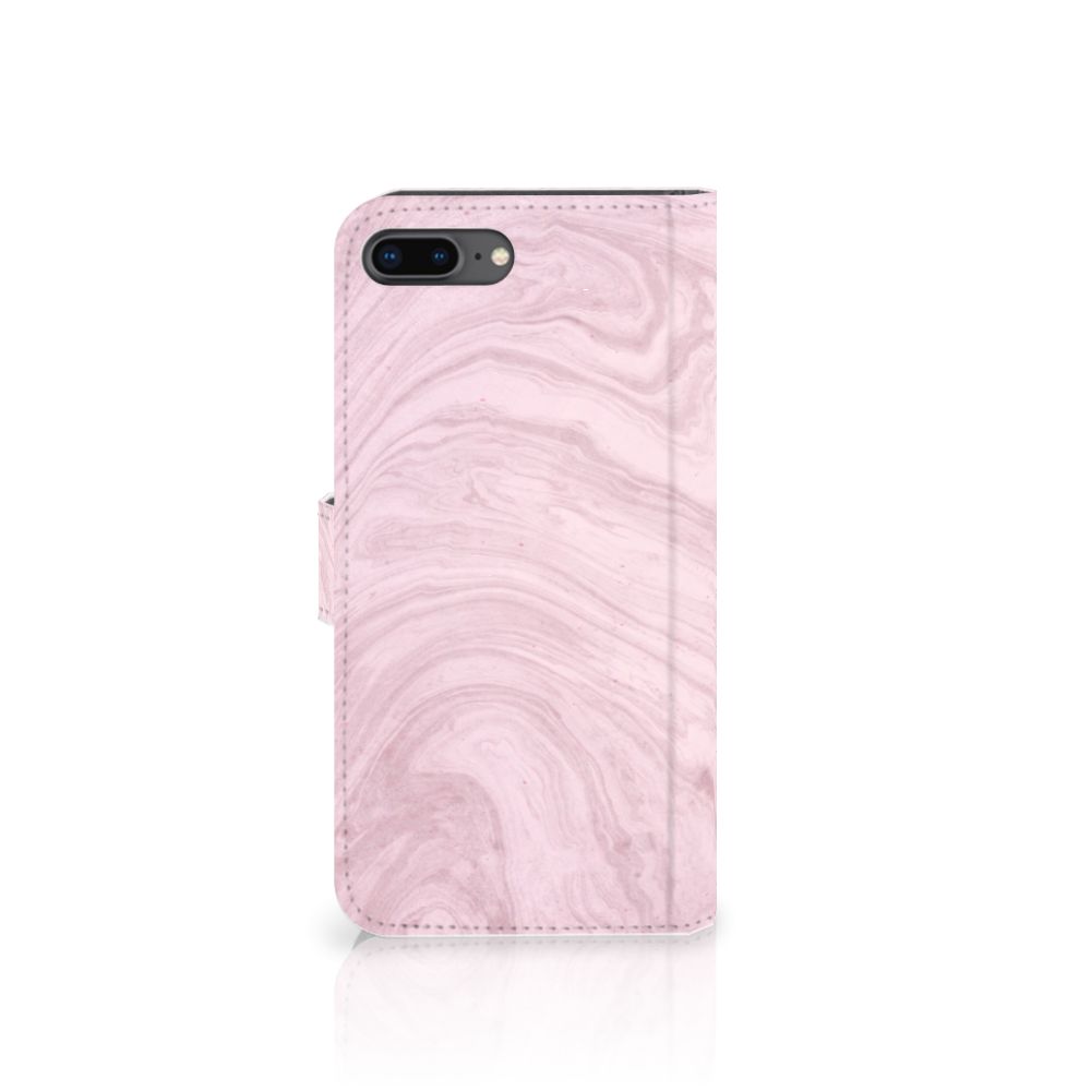 Apple iPhone 7 Plus | 8 Plus Bookcase Marble Pink - Origineel Cadeau Vriendin