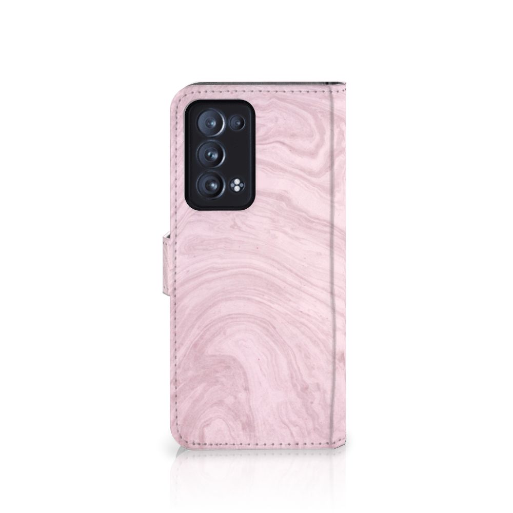 OPPO Reno 6 Pro Plus 5G Bookcase Marble Pink - Origineel Cadeau Vriendin