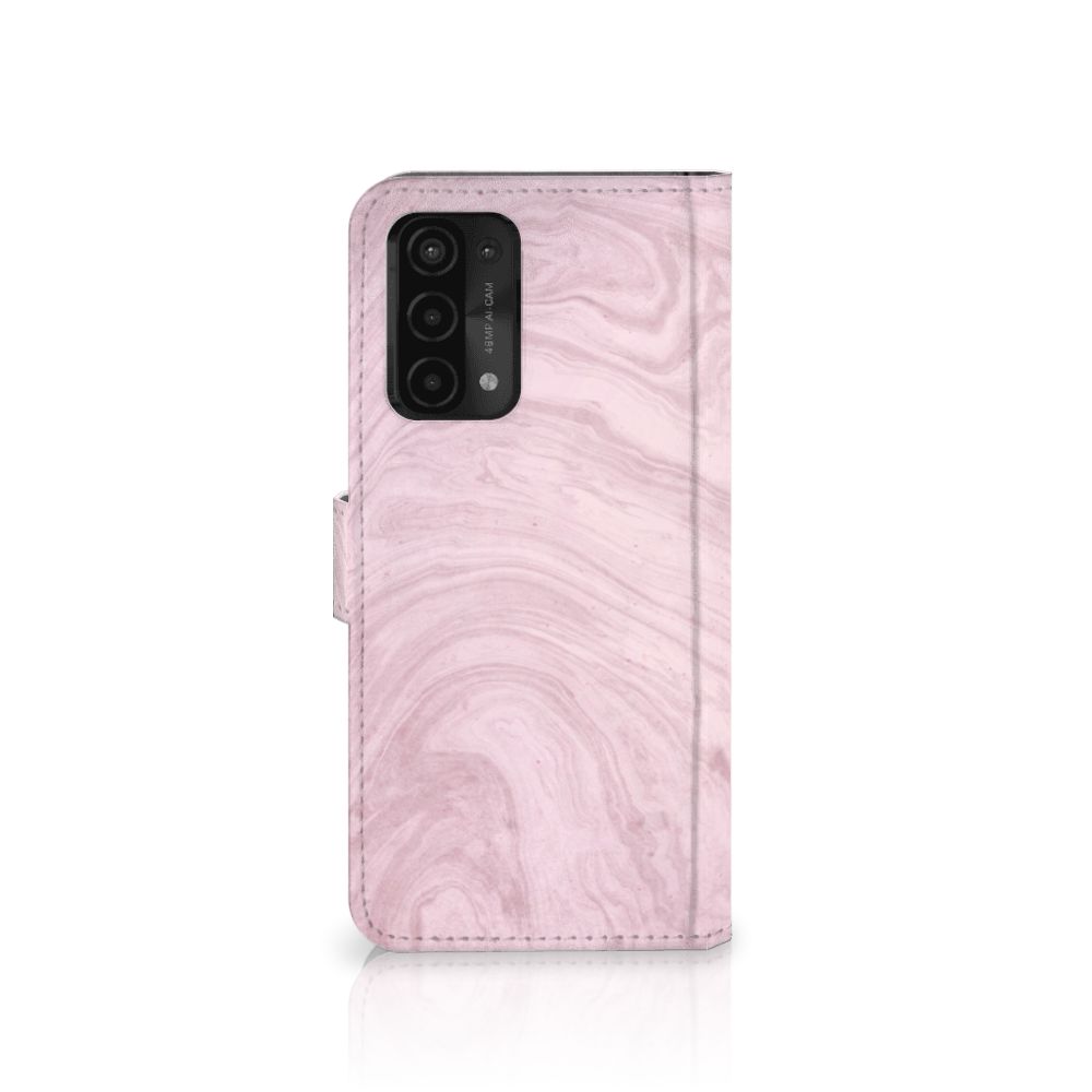 OPPO A54 5G | A74 5G | A93 5G Bookcase Marble Pink - Origineel Cadeau Vriendin