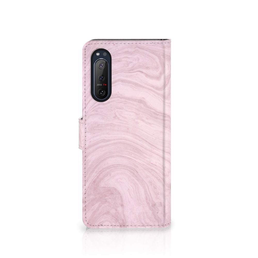 Sony Xperia 5II Bookcase Marble Pink - Origineel Cadeau Vriendin
