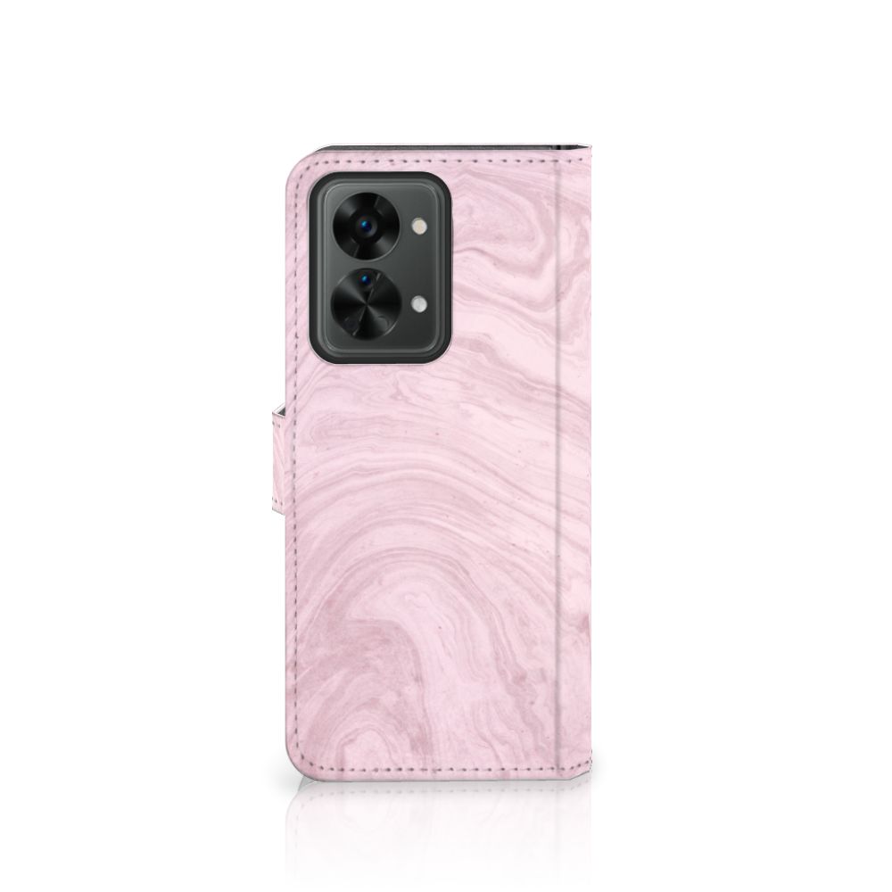 OnePlus Nord 2T Bookcase Marble Pink - Origineel Cadeau Vriendin