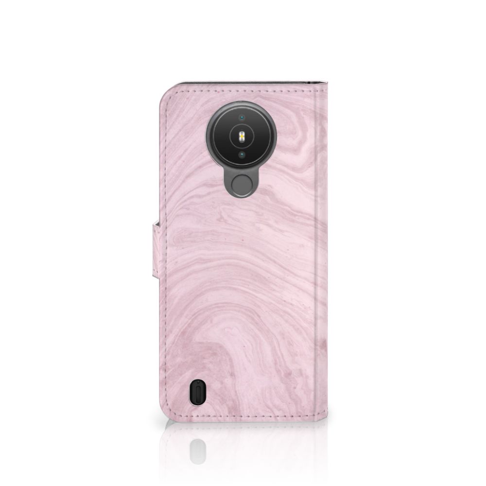 Nokia 1.4 Bookcase Marble Pink - Origineel Cadeau Vriendin