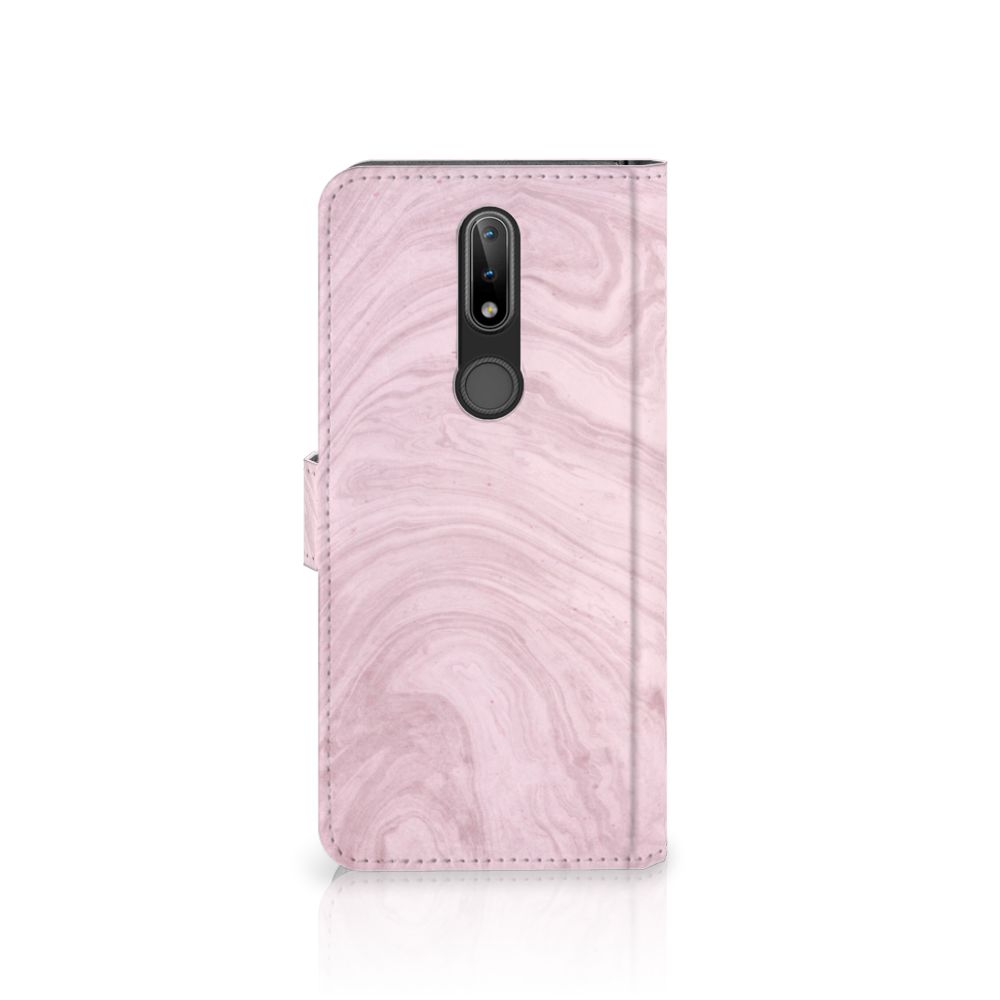 Nokia 2.4 Bookcase Marble Pink - Origineel Cadeau Vriendin