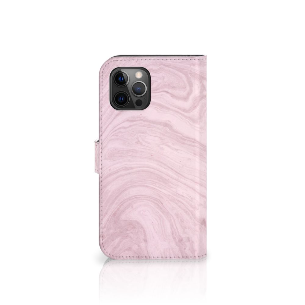 Apple iPhone 12 Pro Max Bookcase Marble Pink - Origineel Cadeau Vriendin
