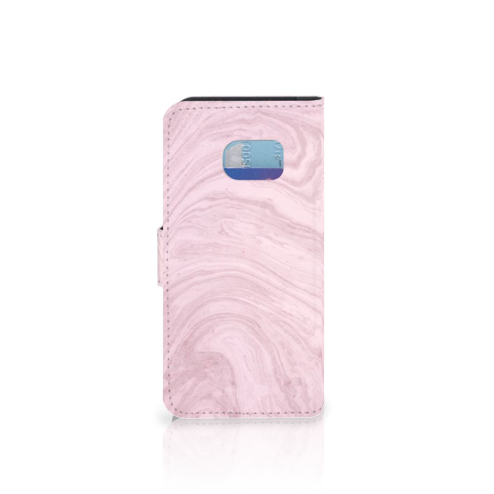 Samsung Galaxy S6 Edge Bookcase Marble Pink - Origineel Cadeau Vriendin