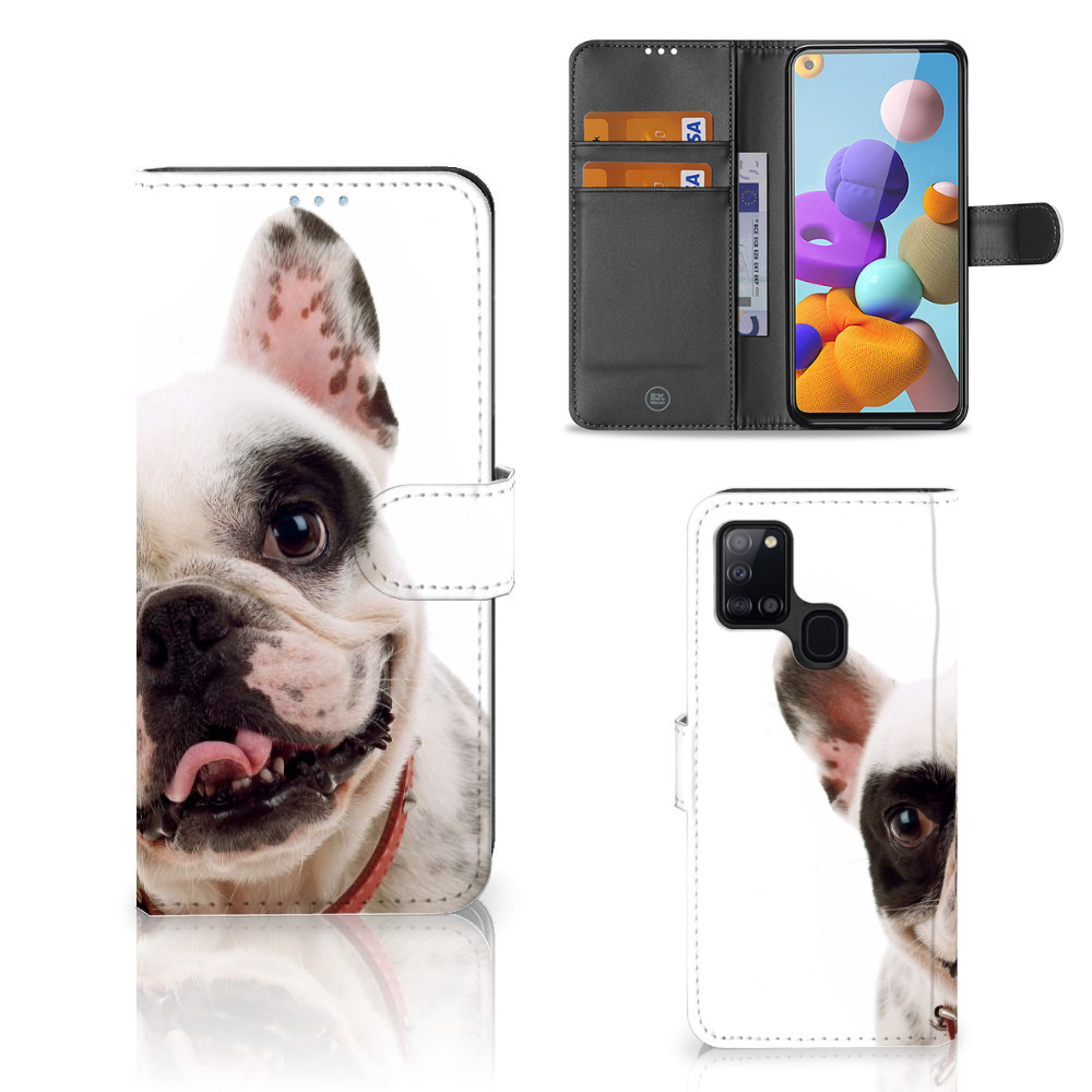 Samsung Galaxy A21s Telefoonhoesje met Pasjes Franse Bulldog