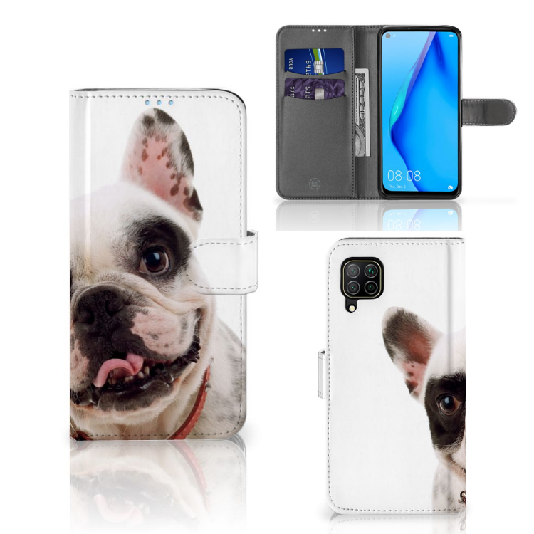 Huawei P40 Lite Telefoonhoesje met Pasjes Franse Bulldog