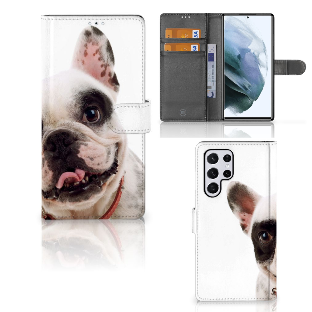 Samsung Galaxy S22 Ultra Telefoonhoesje met Pasjes Franse Bulldog