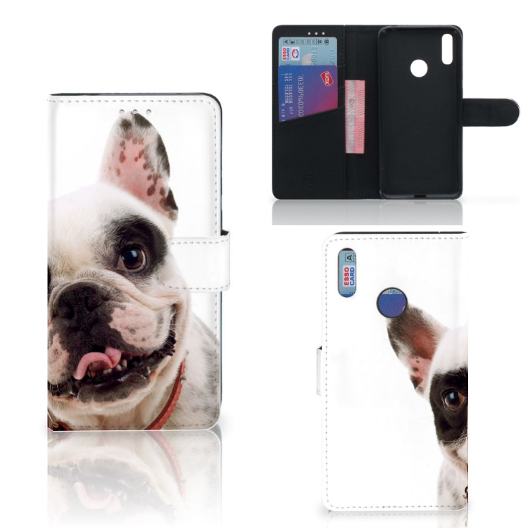 Huawei Y7 (2019) Telefoonhoesje met Pasjes Franse Bulldog