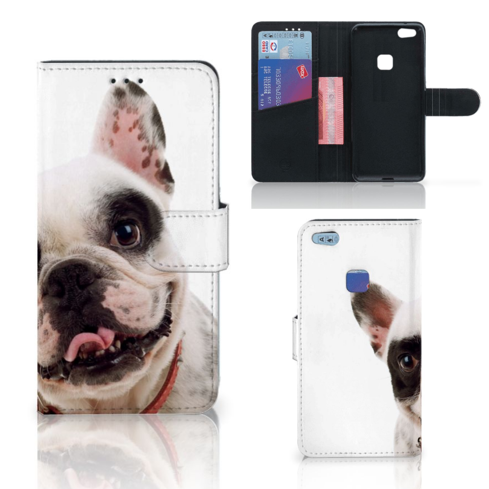 Huawei P10 Lite Telefoonhoesje met Pasjes Franse Bulldog