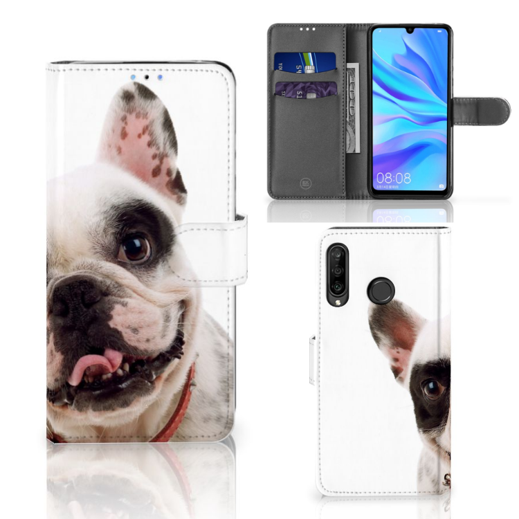 Huawei P30 Lite (2020) Telefoonhoesje met Pasjes Franse Bulldog