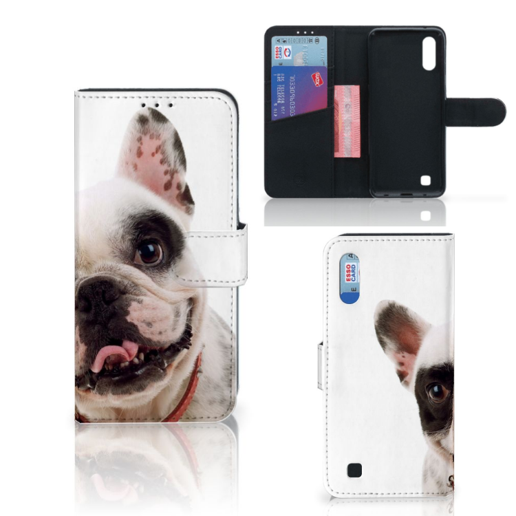 Samsung Galaxy M10 Telefoonhoesje met Pasjes Franse Bulldog