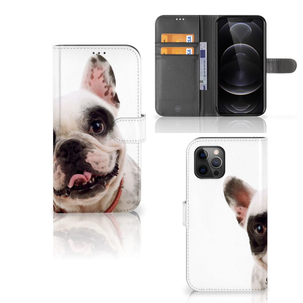 Apple iPhone 12 Pro Max Telefoonhoesje met Pasjes Franse Bulldog