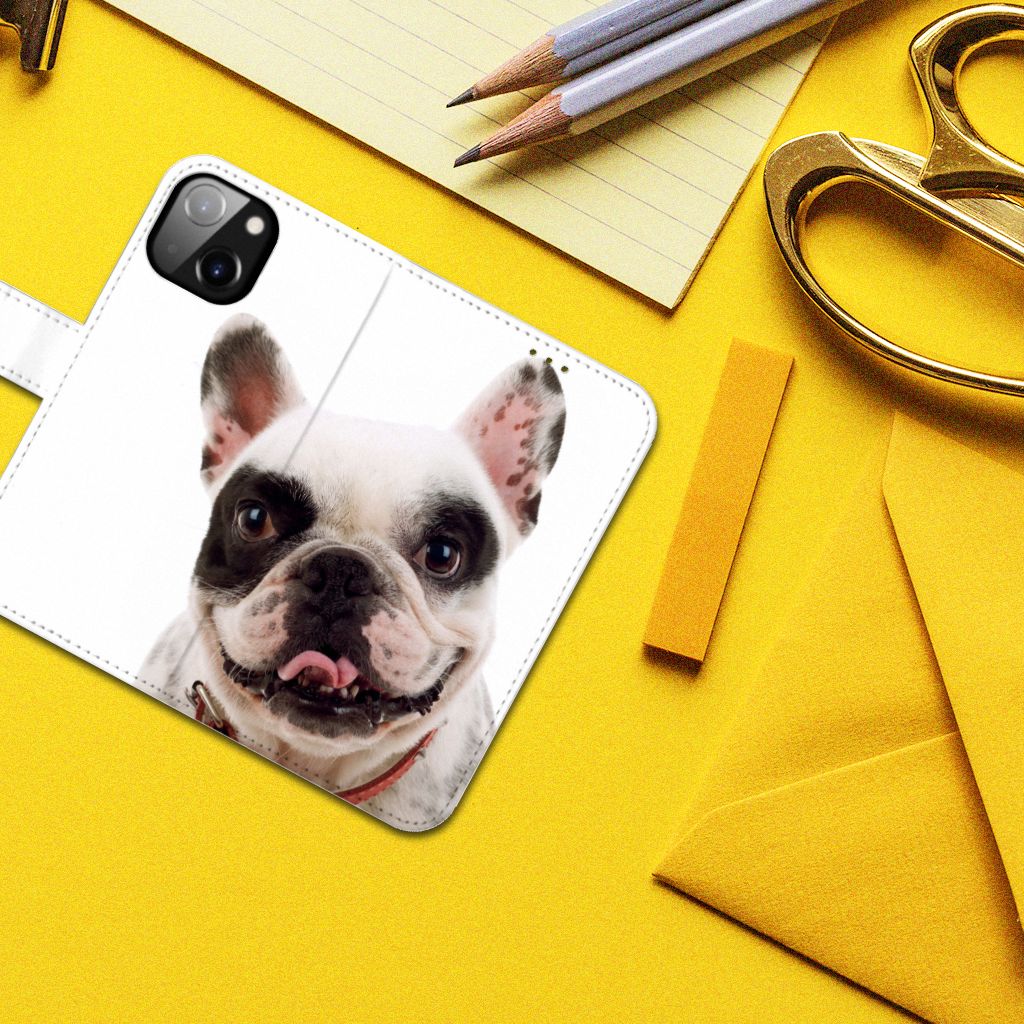 Apple iPhone 14 Telefoonhoesje met Pasjes Franse Bulldog