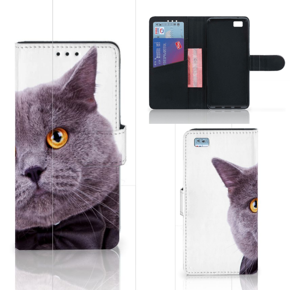 Huawei Ascend P8 Lite Telefoonhoesje met Pasjes Kat