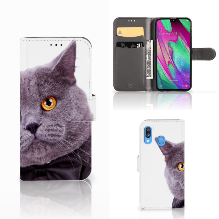 Samsung Galaxy A40 Telefoonhoesje met Pasjes Kat