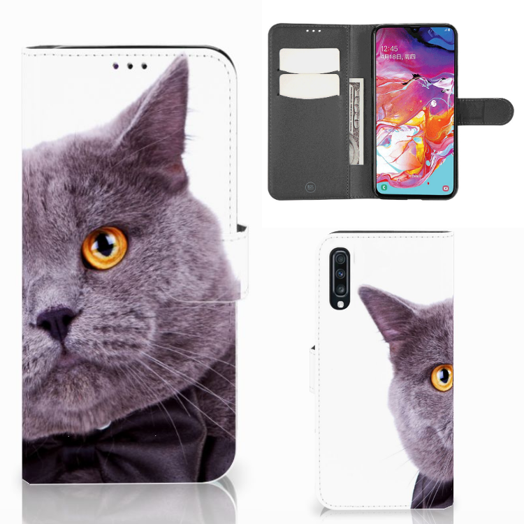 Samsung Galaxy A70 Telefoonhoesje met Pasjes Kat