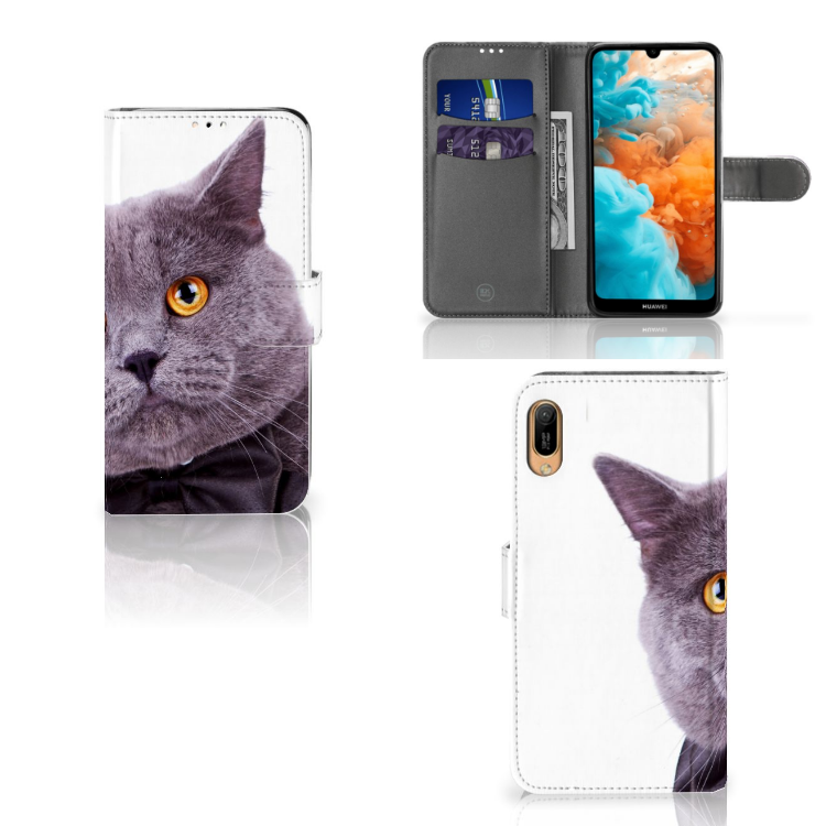 Huawei Y6 (2019) Telefoonhoesje met Pasjes Kat