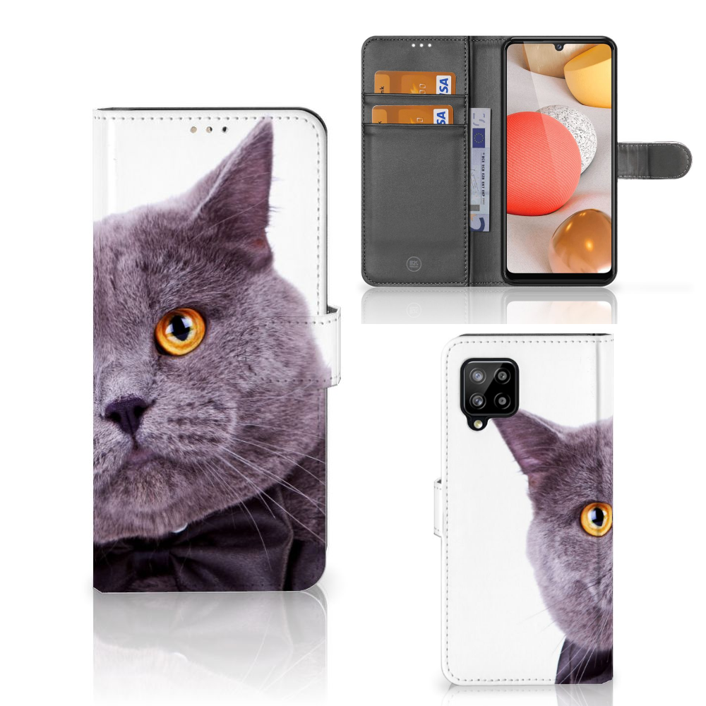 Samsung Galaxy A42 5G Telefoonhoesje met Pasjes Kat