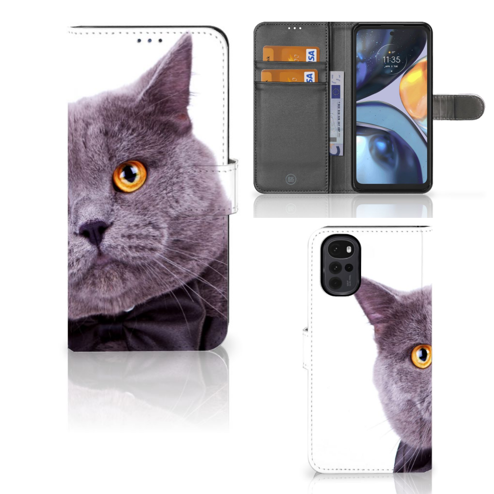 Motorola Moto G22 Telefoonhoesje met Pasjes Kat