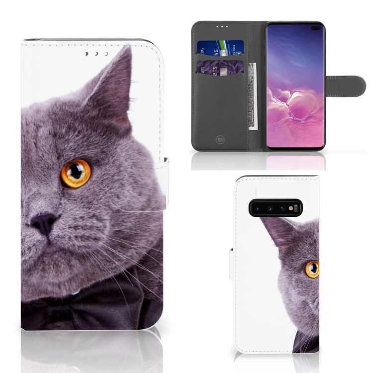 Samsung Galaxy S10 Plus Telefoonhoesje met Pasjes Kat